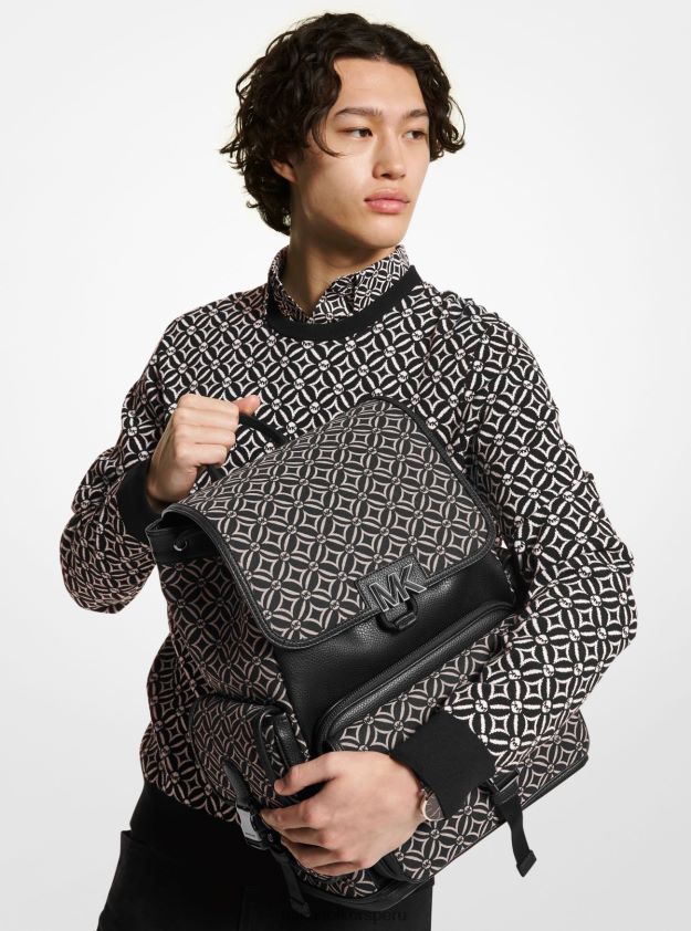 accesorios educacion fisica Michael Kors mujer mochila Hudson con logo en jacquard negro/crema claro 8FX48V1280