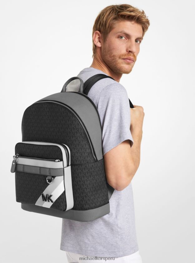 accesorios educacion fisica Michael Kors mujer mochila Hudson con rayas y logo aluminio 8FX48V1275