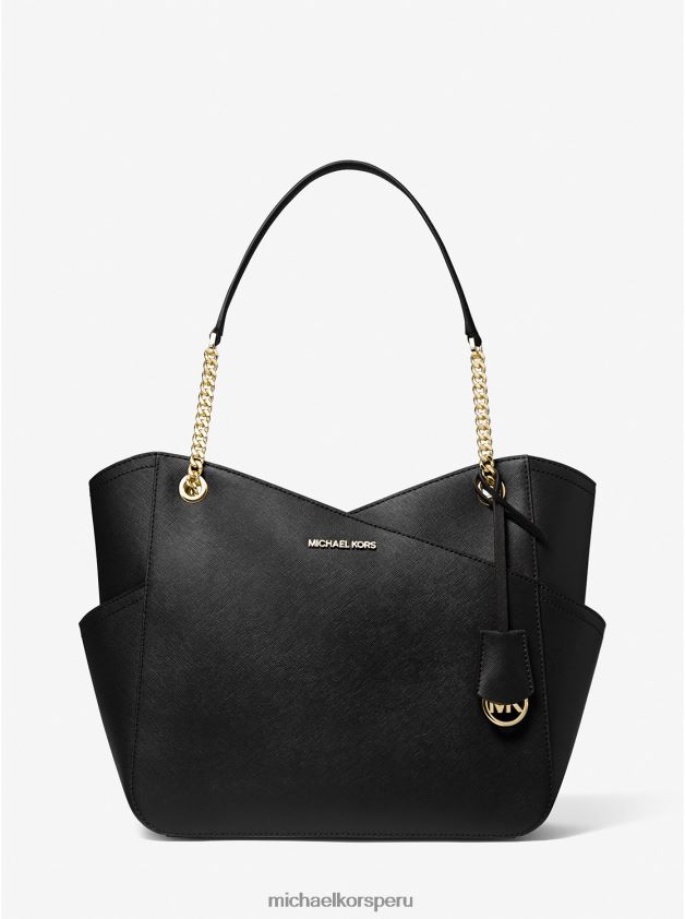 accesorios educacion fisica Michael Kors mujer bolso al hombro jet set grande de piel saffiano negro 8FX48V1119