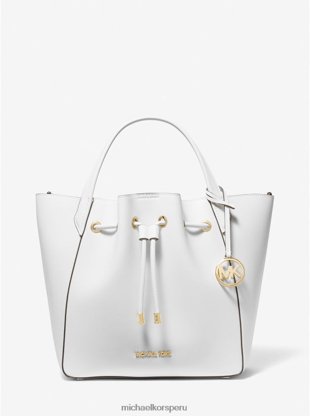 accesorios educacion fisica Michael Kors mujer bolso bombonera Phoebe grande de piel sintética Blanco óptico 8FX48V1134