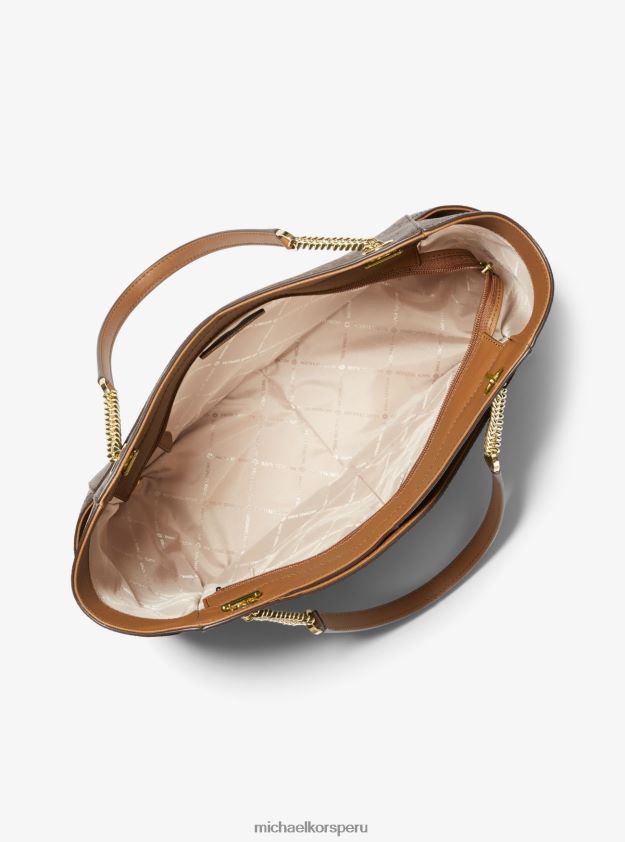 accesorios educacion fisica Michael Kors mujer bolso de hombro Jet Set grande con logo marrón 8FX48V1122