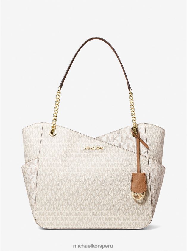 accesorios educacion fisica Michael Kors mujer bolso de hombro Jet Set grande con logo vainilla 8FX48V1123