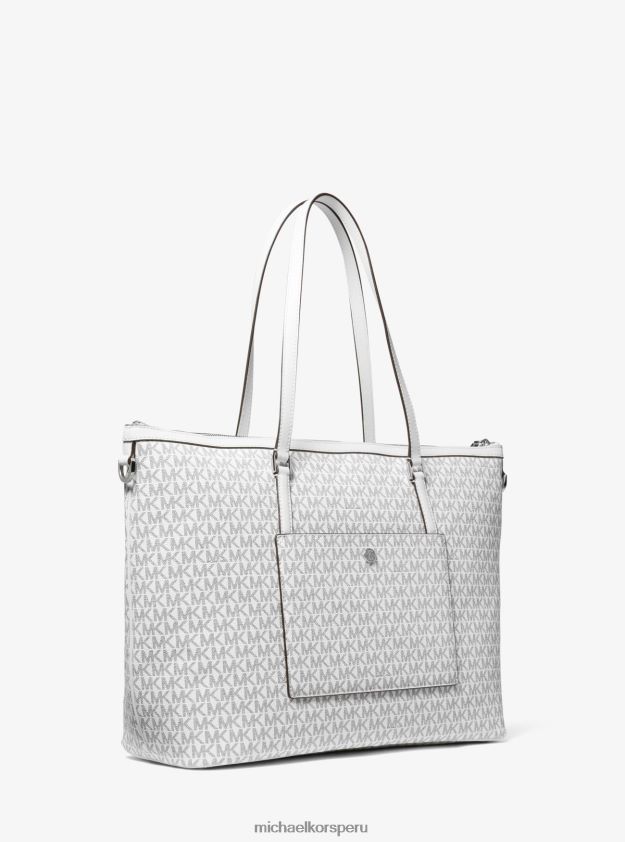 accesorios educacion fisica Michael Kors mujer bolso shopper Heritage grande con logo blanco óptico/negro 8FX48V1176