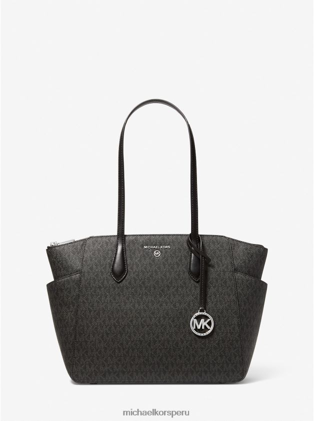 accesorios educacion fisica Michael Kors mujer bolso shopper Marilyn mediano con logo negro 8FX48V1039