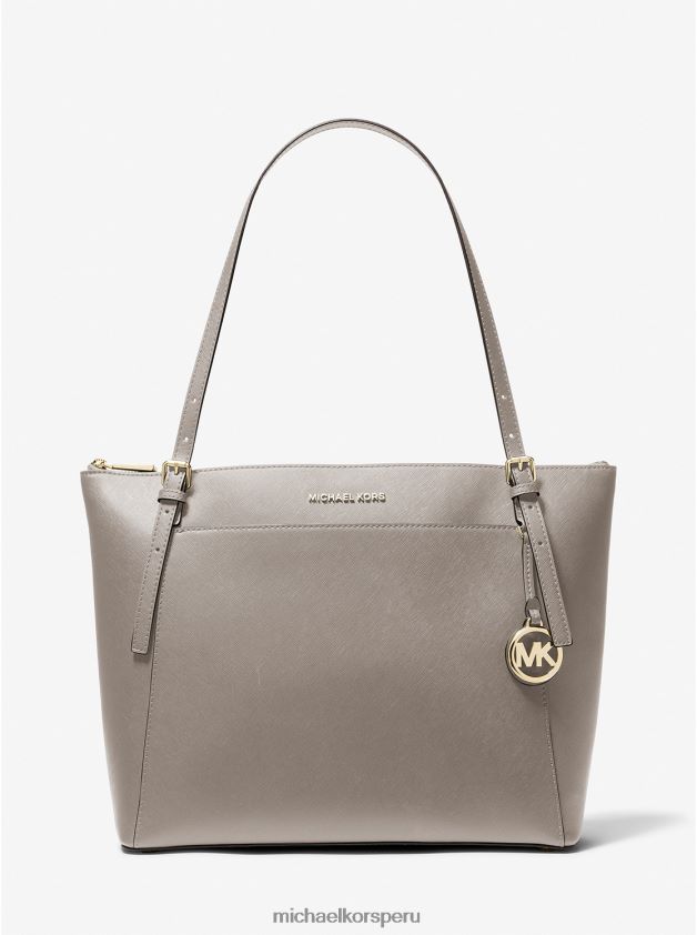accesorios educacion fisica Michael Kors mujer bolso shopper Voyager grande de piel saffiano Perla gris 8FX48V1152