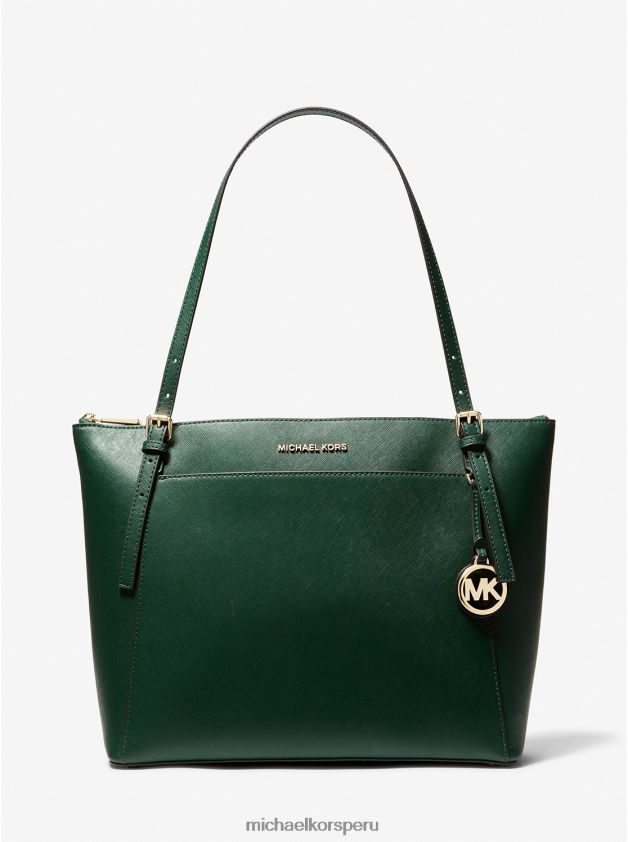 accesorios educacion fisica Michael Kors mujer bolso shopper Voyager grande de piel saffiano verde carreras 8FX48V1151