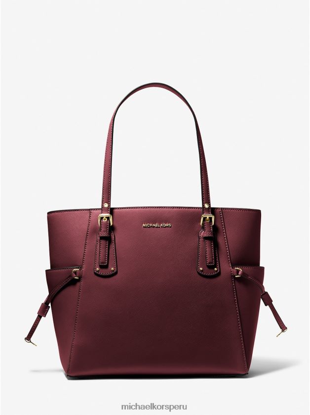 accesorios educacion fisica Michael Kors mujer bolso shopper Voyager pequeño de piel saffiano merlot 8FX48V1058