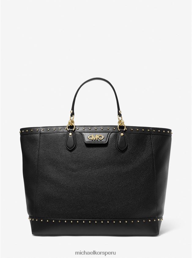 accesorios educacion fisica Michael Kors mujer bolso tote Devon extragrande de piel granulada con tachuelas negro 8FX48V1170