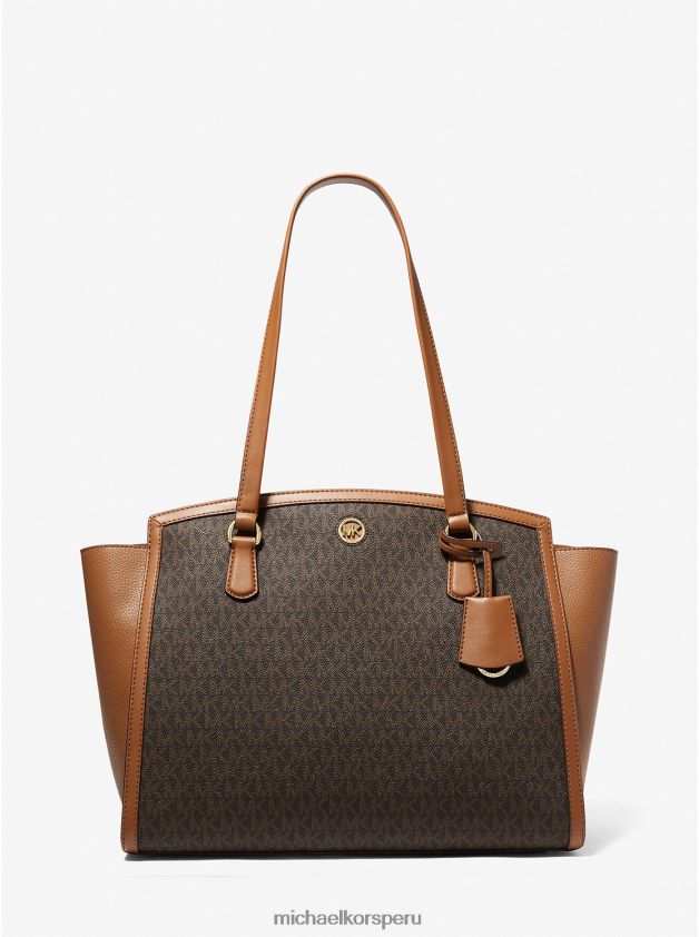 accesorios educacion fisica Michael Kors mujer bolso tote chantal grande con logo brn/bellota 8FX48V1164