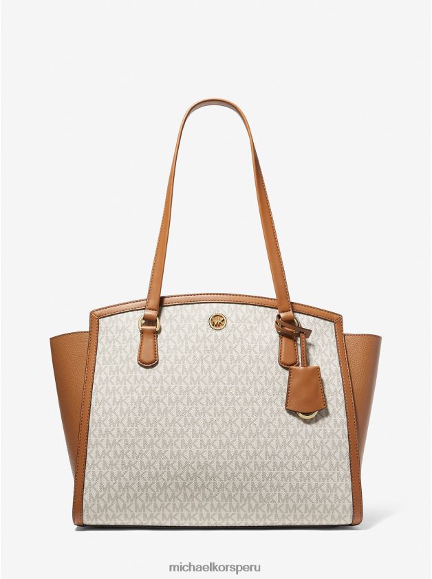 accesorios educacion fisica Michael Kors mujer bolso tote chantal grande con logo vainilla/bellota 8FX48V1166
