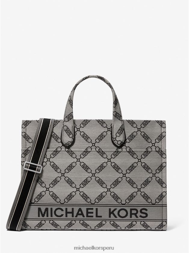 accesorios educacion fisica Michael Kors mujer bolso tote gigi grande de jacquard con logo imperio natural/negro 8FX48V1155