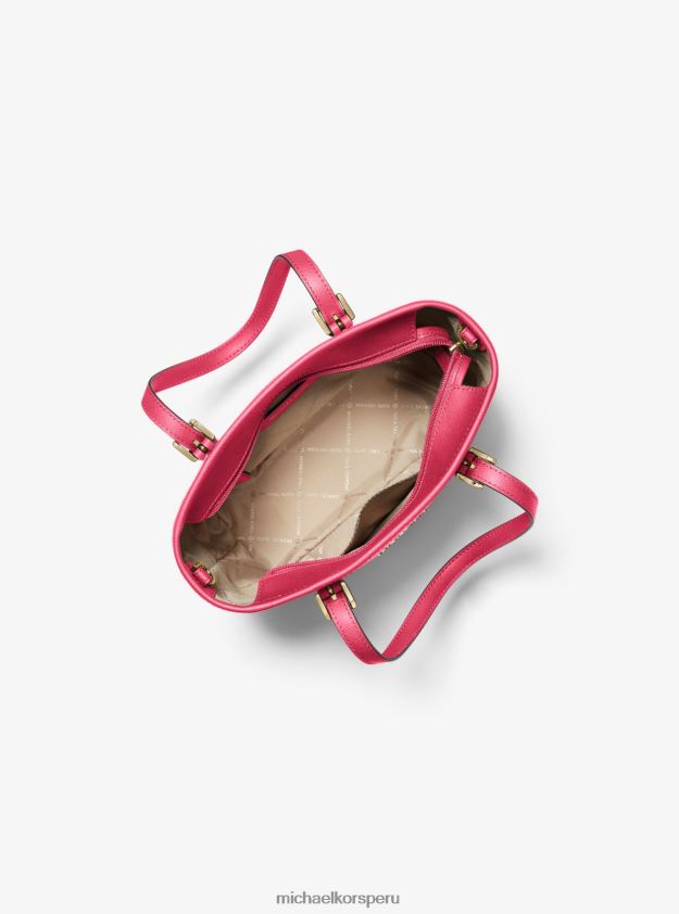 accesorios educacion fisica Michael Kors mujer bolso tote jet set travel extrapequeño con logo y cremallera superior rosa carmín multicolor 8FX48V1106