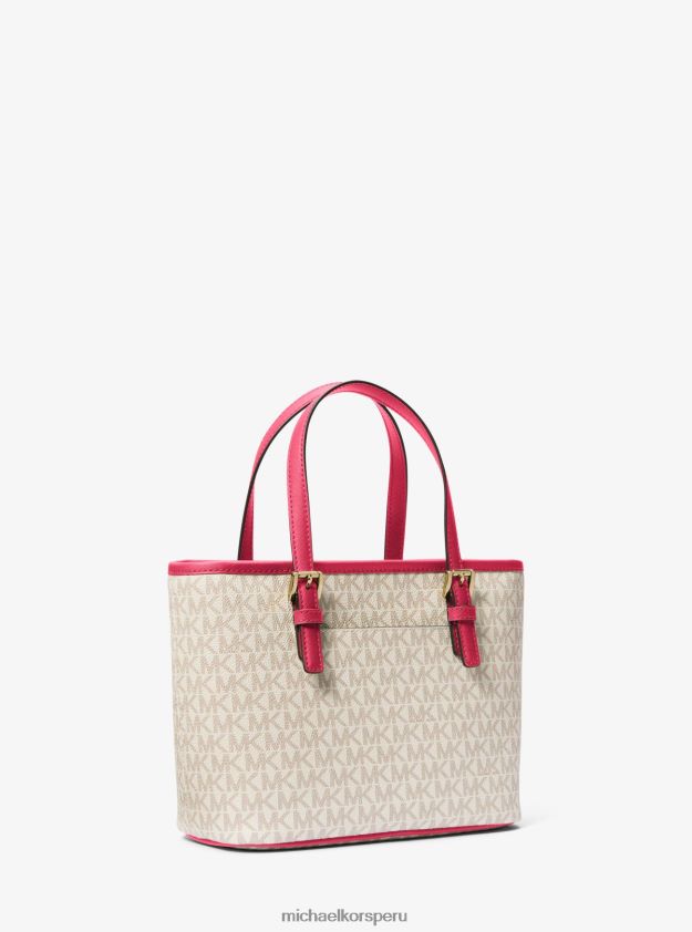 accesorios educacion fisica Michael Kors mujer bolso tote jet set travel extrapequeño con logo y cremallera superior rosa carmín multicolor 8FX48V1106
