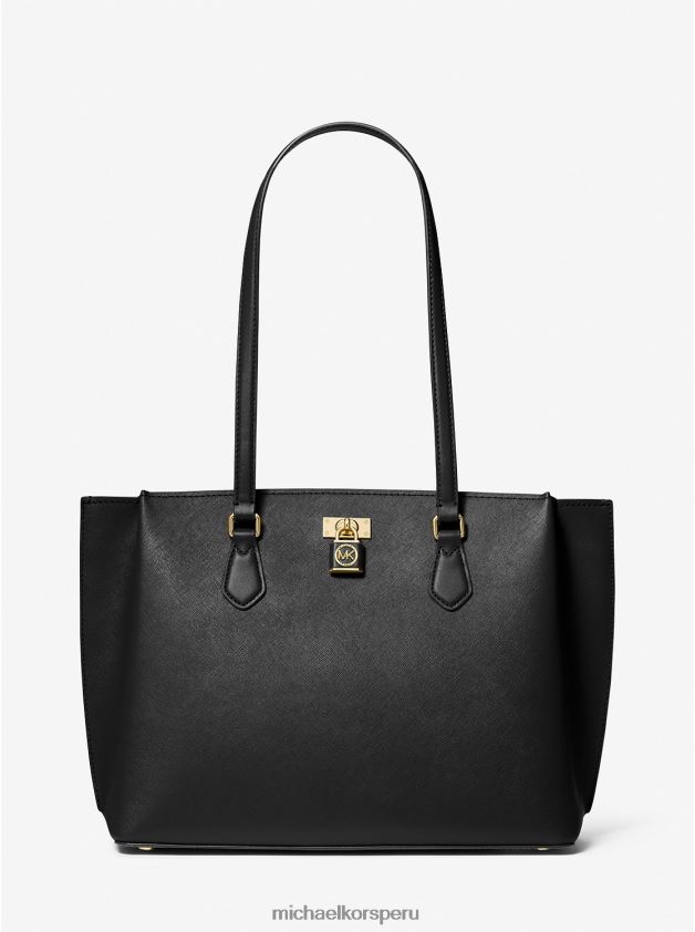 accesorios educacion fisica Michael Kors mujer bolso tote rubí grande de piel saffiano negro 8FX48V1161