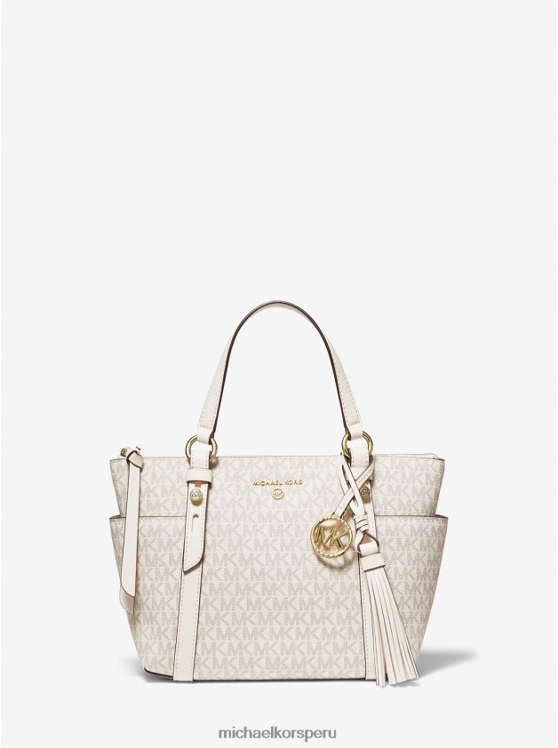 accesorios educacion fisica Michael Kors mujer bolso tote sullivan pequeño con logo y cremallera superior furgoneta/crema 8FX48V1185