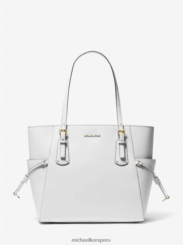 accesorios educacion fisica Michael Kors mujer bolso tote voyager pequeño de cuero Blanco óptico 8FX48V1146