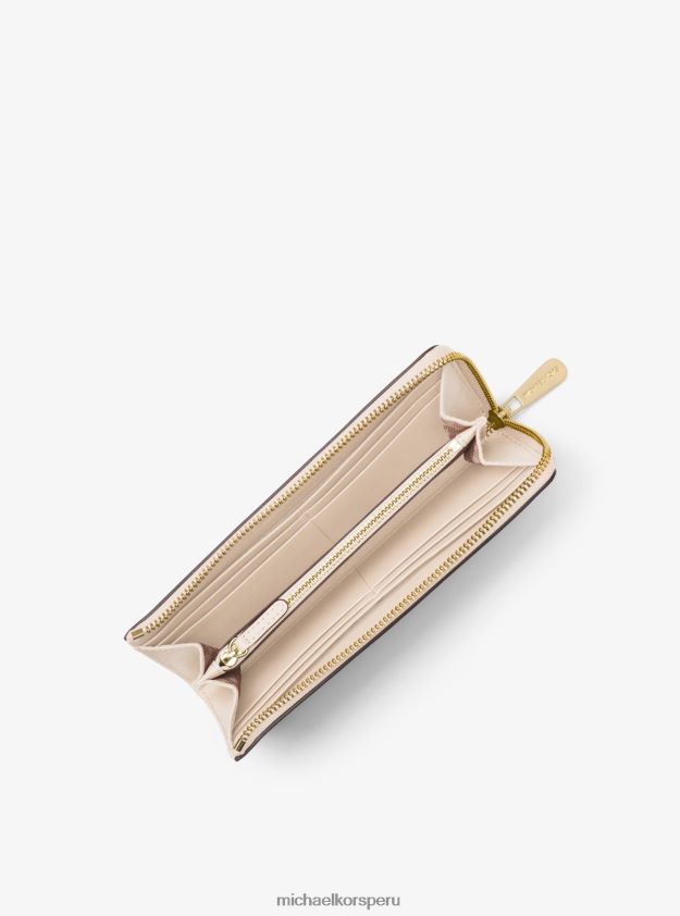 accesorios educacion fisica Michael Kors mujer cartera jet set travel con cremallera de un cuarto y logo grande vainilla 8FX48V1698