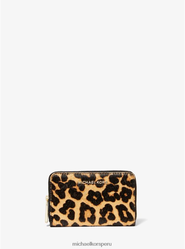 accesorios educacion fisica Michael Kors mujer cartera pequeña de pelo de becerro con estampado de leopardo caramelo de azúcar con mantequilla 8FX48V1655