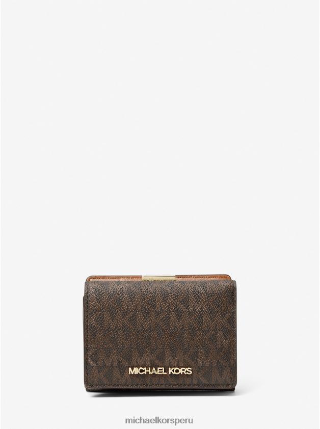 accesorios educacion fisica Michael Kors mujer cartera triple jet set travel mediana con logo marrón 8FX48V1680