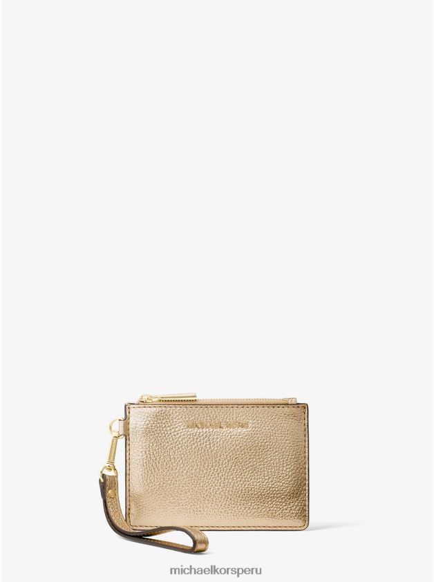 accesorios educacion fisica Michael Kors mujer monedero de piel metalizada oro pálido 8FX48V1672