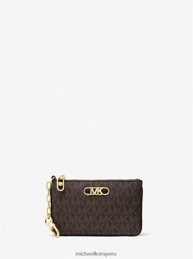 accesorios educacion fisica Michael Kors mujer tarjetero con cremallera y logo parker marrón/negro 8FX48V1671