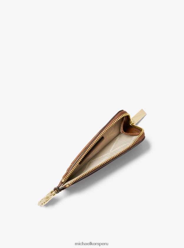 accesorios educacion fisica Michael Kors mujer tarjetero pequeño con cremallera y piel repujada de cocodrilo castaña 8FX48V1685
