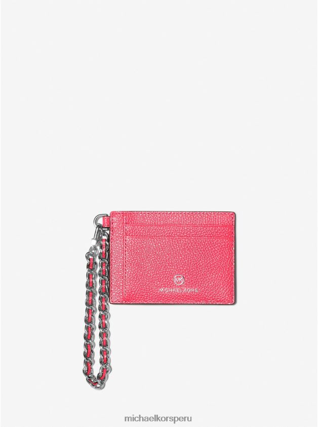 accesorios educacion fisica Michael Kors mujer tarjetero pequeño de piel granulada con cadena geranio 8FX48V1657