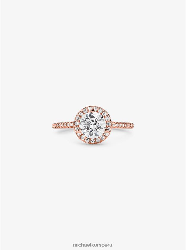 joyas educacion fisica Michael Kors mujer Anillo extragrande con halo en pavé de plata de ley con baño de metales preciosos oro rosa 8FX48V2552