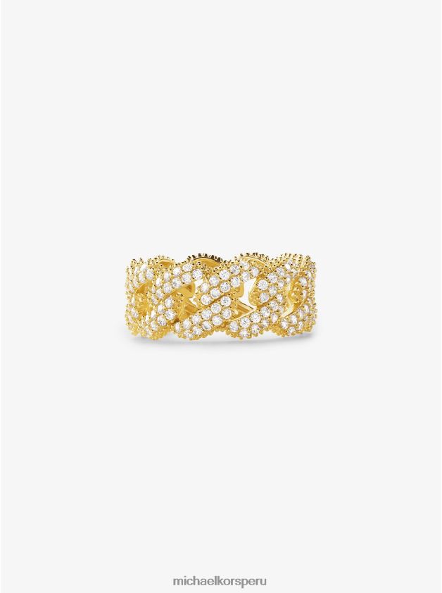 joyas educacion fisica Michael Kors mujer anillo con eslabones curvos en pavé de plata de ley con baño de metales preciosos oro 8FX48V2546