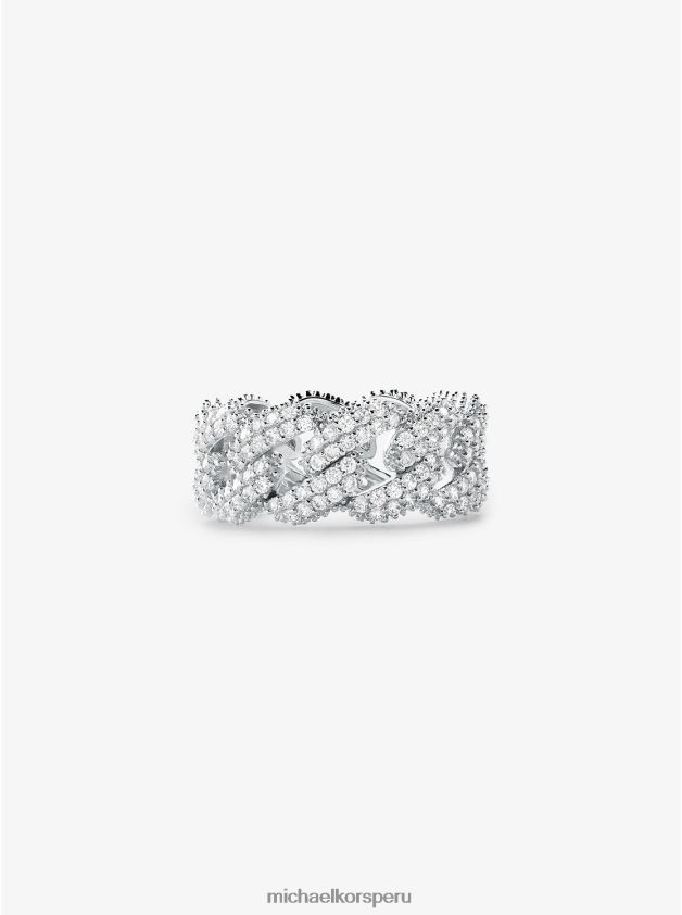 joyas educacion fisica Michael Kors mujer anillo con eslabones curvos en pavé de plata de ley con baño de metales preciosos plata 8FX48V2545