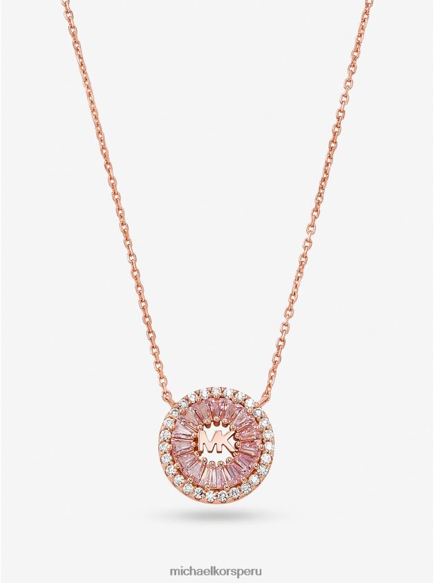 joyas educacion fisica Michael Kors mujer Collar con halo pavé de plata de ley con baño de oro rosa de 14k oro rosa 8FX48V2495
