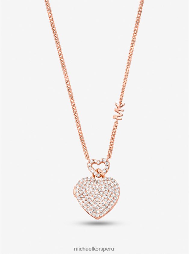 joyas educacion fisica Michael Kors mujer Collar con medallón en forma de corazón en plata de ley con baño de metales preciosos oro rosa 8FX48V2514