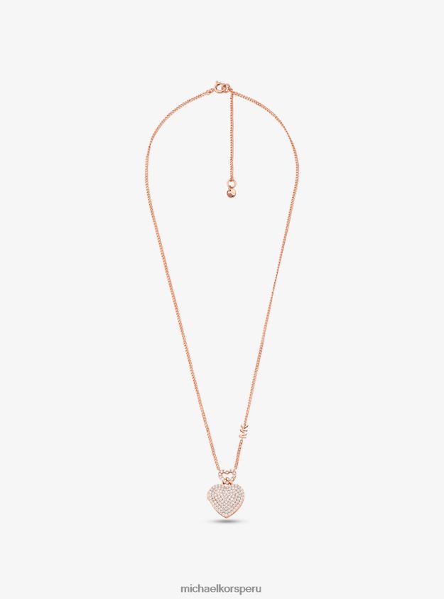 joyas educacion fisica Michael Kors mujer Collar con medallón en forma de corazón en plata de ley con baño de metales preciosos oro rosa 8FX48V2514