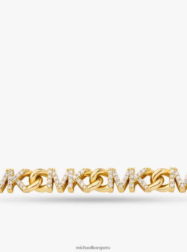 joyas educacion fisica Michael Kors mujer Collar de cadena con logo pavé de latón chapado en oro de 14k oro 8FX48V2499