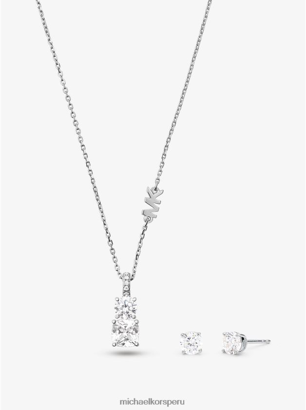 joyas educacion fisica Michael Kors mujer Conjunto de collar y pendientes de piedras en plata de primera ley con baño de metales preciosos plata 8FX48V2510
