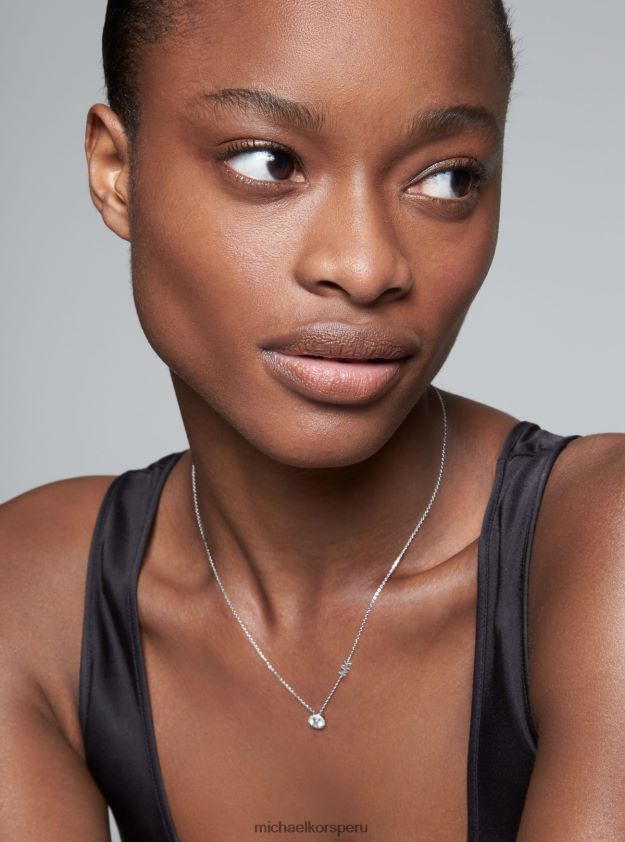 joyas educacion fisica Michael Kors mujer collar con halo en pavé de plata de ley con baño de metales preciosos plata 8FX48V2501