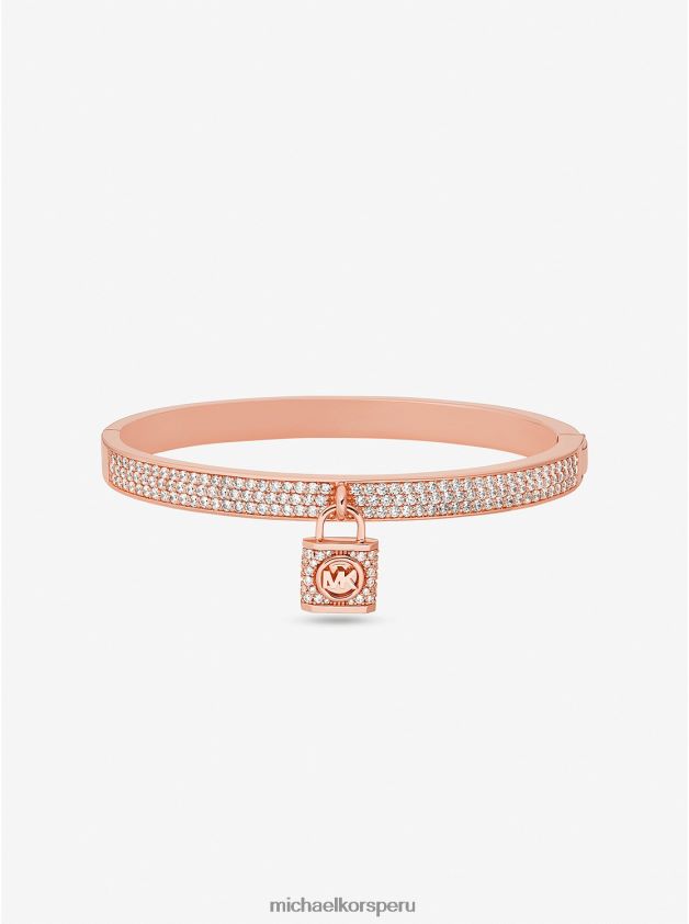 joyas educacion fisica Michael Kors mujer Brazalete con cierre pavé de latón chapado en oro rosa de 14k oro rosa 8FX48V2439