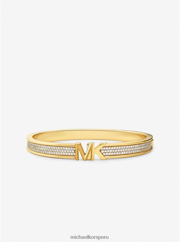 joyas educacion fisica Michael Kors mujer Brazalete con logo pavé de latón chapado en oro de 14k oro 8FX48V2476