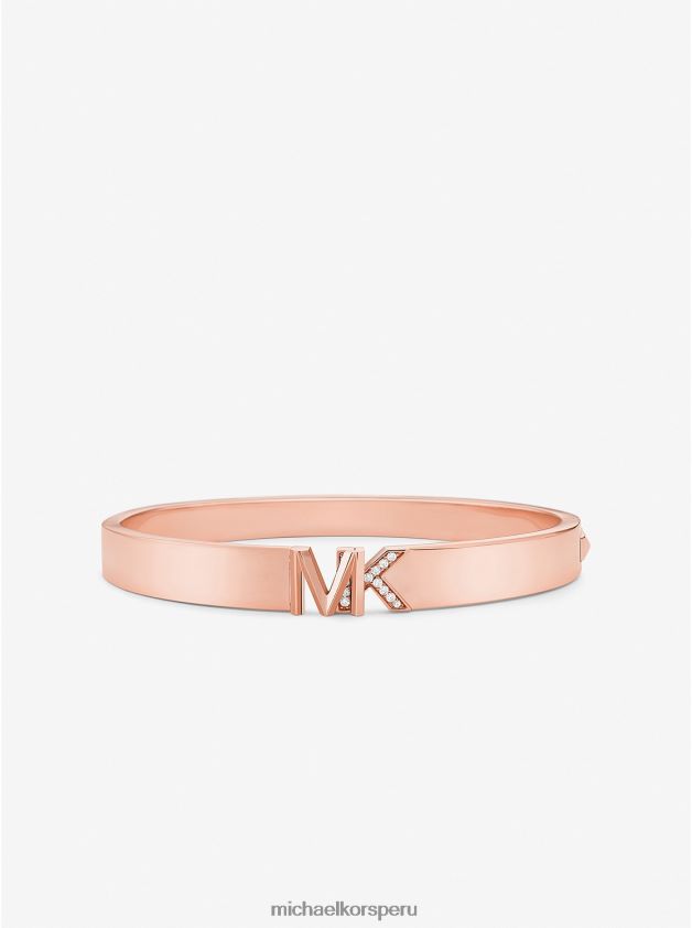 joyas educacion fisica Michael Kors mujer Brazalete con logo pavé de latón chapado en oro rosa de 14k oro rosa 8FX48V2472