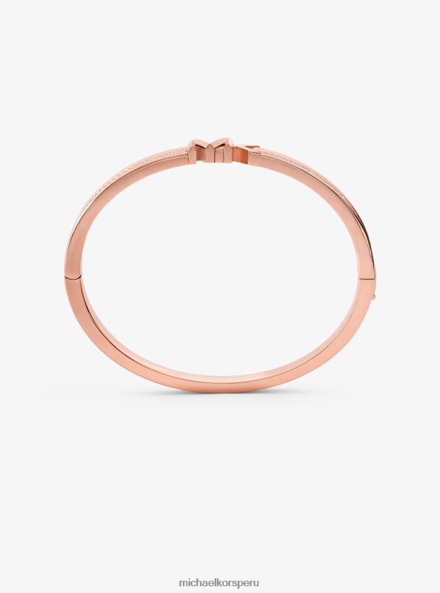 joyas educacion fisica Michael Kors mujer Brazalete con logo pavé de latón chapado en oro rosa de 14k oro rosa 8FX48V2475