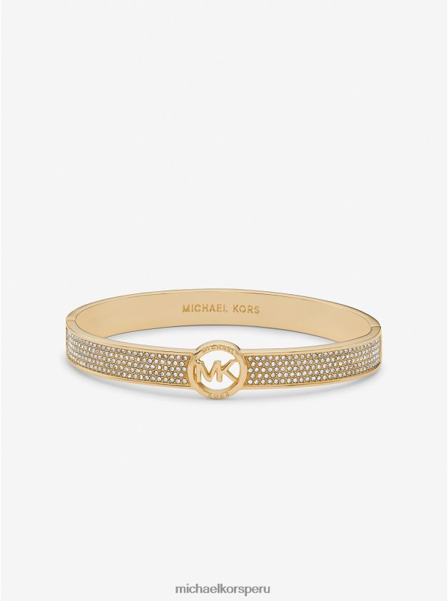 joyas educacion fisica Michael Kors mujer Brazalete con logo pavé de latón en tres tonos Greenwich oro 8FX48V2461