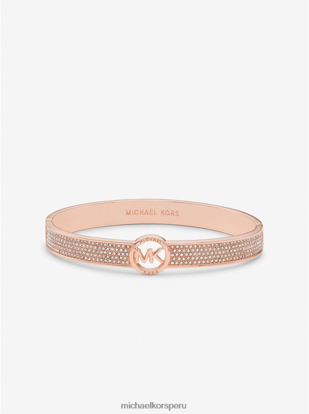 joyas educacion fisica Michael Kors mujer Brazalete con logo pavé de latón en tres tonos Greenwich oro rosa 8FX48V2460