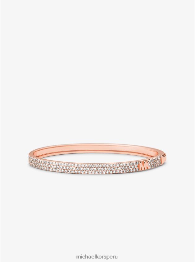 joyas educacion fisica Michael Kors mujer Brazalete con logo pavé de plata de ley chapada en metales preciosos oro rosa 8FX48V2449