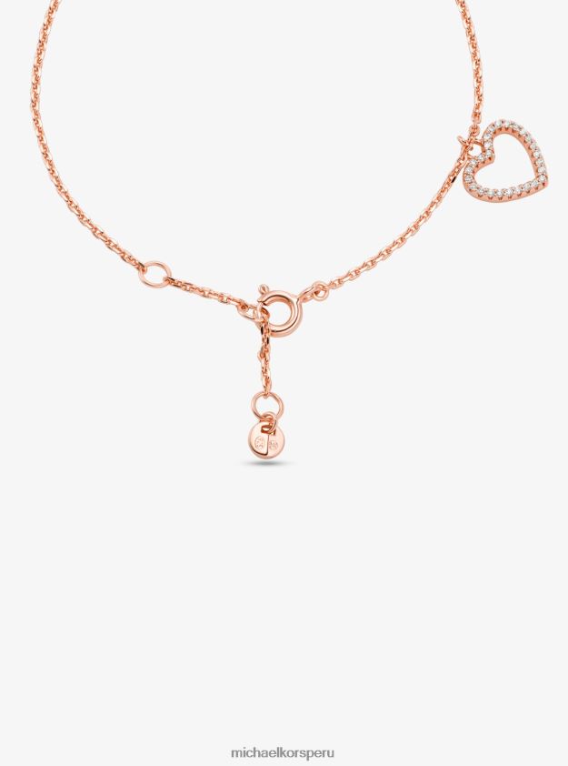 joyas educacion fisica Michael Kors mujer Pulsera con forma de corazón pavimentada en plata de ley chapada en oro rosa de 14k oro rosa 8FX48V2447