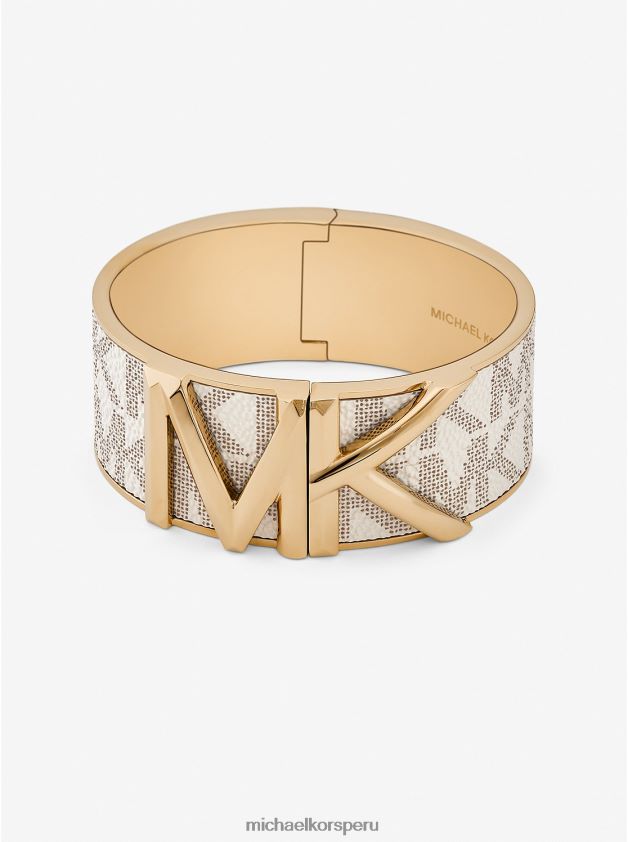 joyas educacion fisica Michael Kors mujer pulsera Fulton con logo en tono dorado vainilla 8FX48V2471