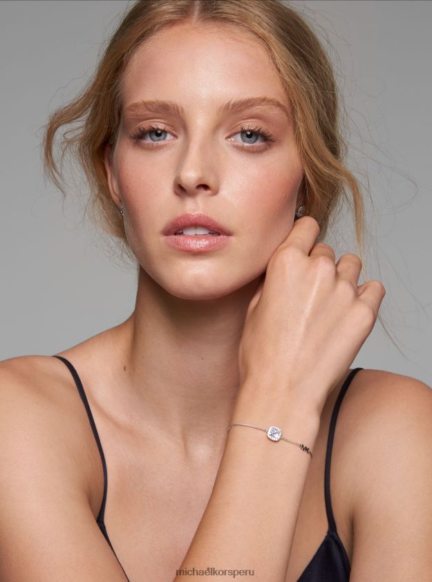 joyas educacion fisica Michael Kors mujer pulsera deslizante con halo pavimentado en plata de ley plata 8FX48V2458