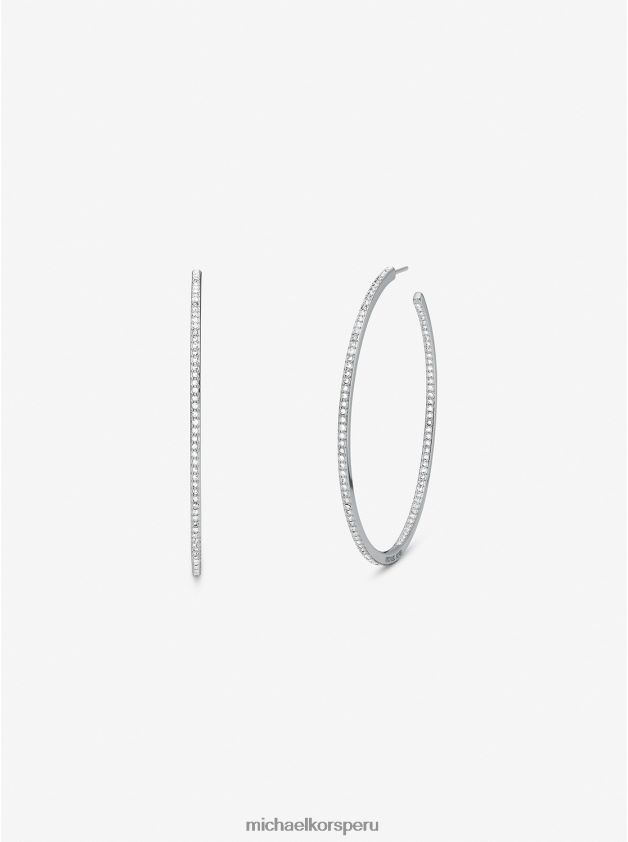 joyas educacion fisica Michael Kors mujer aretes de aro de latón chapado en platino plata 8FX48V2523