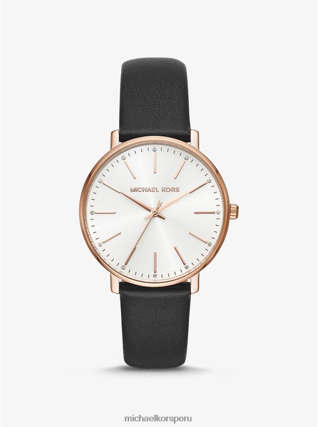 accesorios educacion fisica Michael Kors mujer reloj pyper de piel y tono oro rosa negro 8FX48V2431
