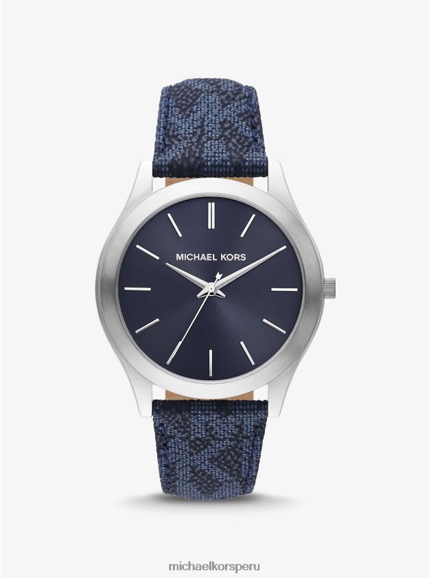 accesorios educacion fisica Michael Kors mujer Logotipo de pasarela delgado y extragrande y reloj en tono plateado. Armada 8FX48V2426