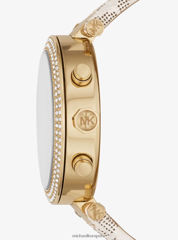accesorios educacion fisica Michael Kors mujer Reloj Parker extragrande en tono dorado y con logo. vainilla 8FX48V2429